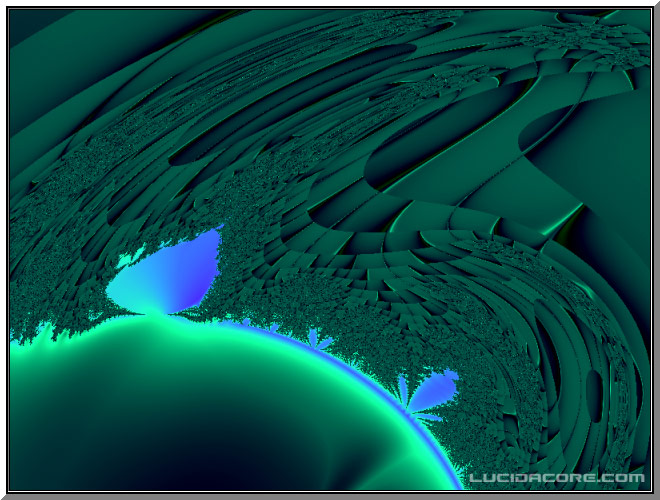 Night Approach - 2005
Fractal by Jodie Petersen (See Below)
[I recoloured this fractal after JP gave me the .flu. :]
Flarium.
One could surmise...
This is the view of Horseshoe Bay (Victor Harbour - Sth Aust)
at night...flying towards the Goolwa Aerodrome...
...in the year 2087? - Weird if you know the area!