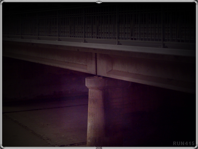 = The Bridge =
(Seaview Rd - Torrens River outlet bridge.)
Recoloured this and added a dark sunburst gradient...
...to make it more mysterious.