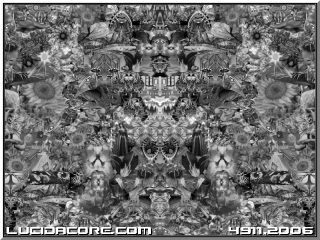 = 4911 Faces =
Some interesting faces along the
center line of symmetry.
Demonstrates how the large images
are better viewed from a distance.
